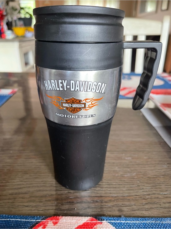 Harley-Davidson Other - Harley-Davidson Black and Silver Travel Mug with Orange Logo